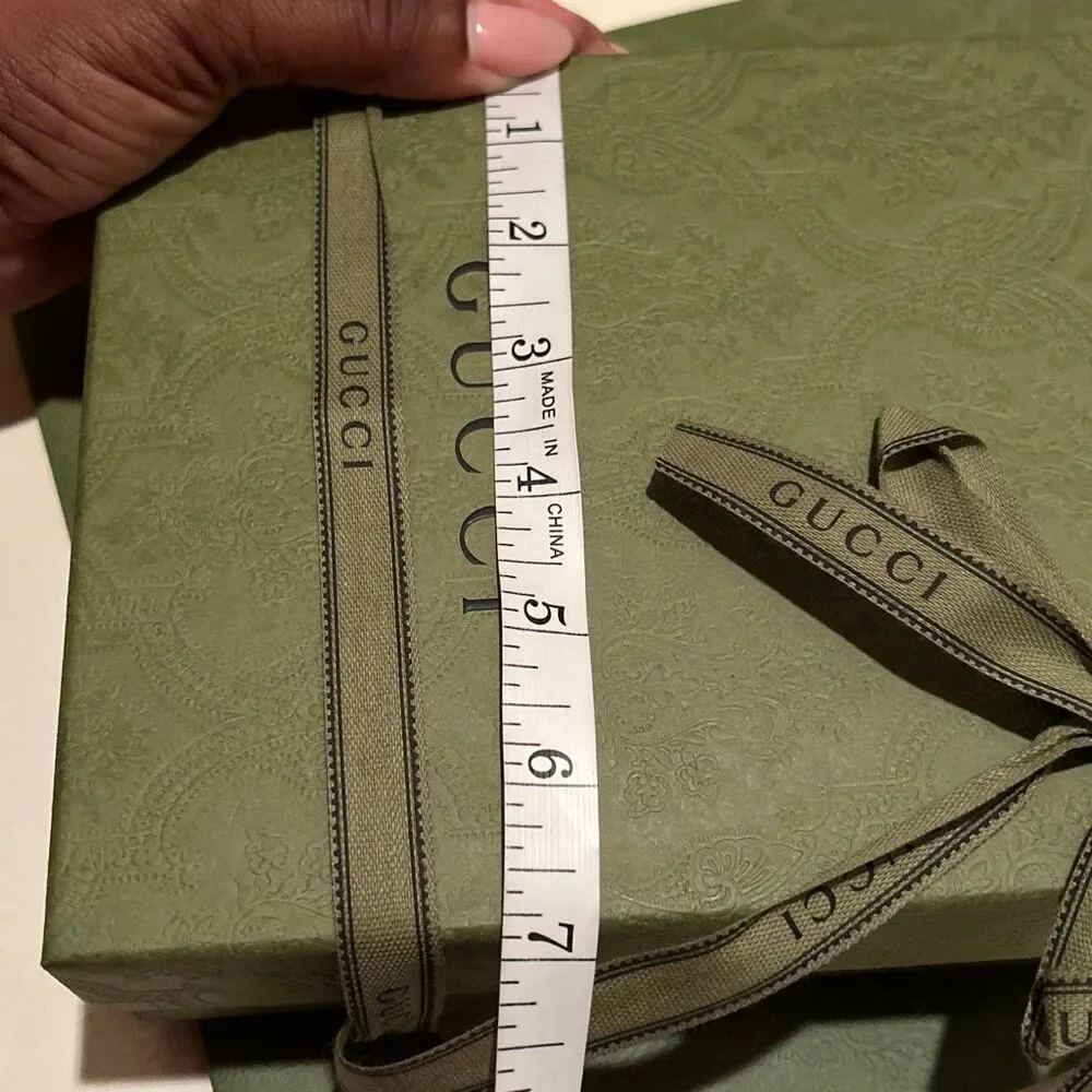 Gucci Shopping Bag Box & Ribbon Olive Green Gift Set Wrapping Small Size